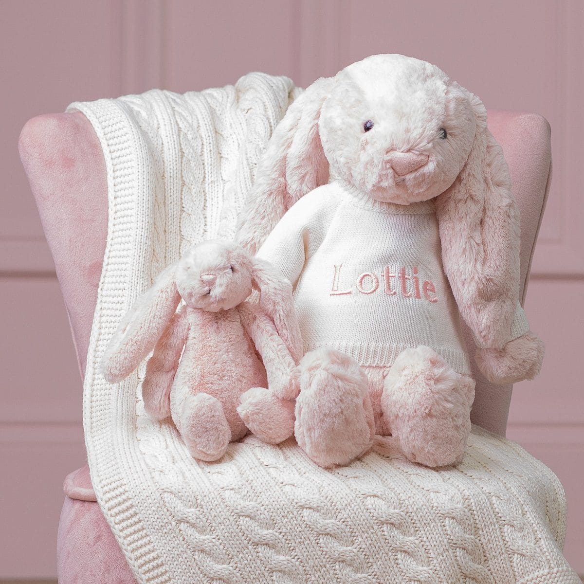 Personalised Jellycat large blush pink bashful bunny soft toy