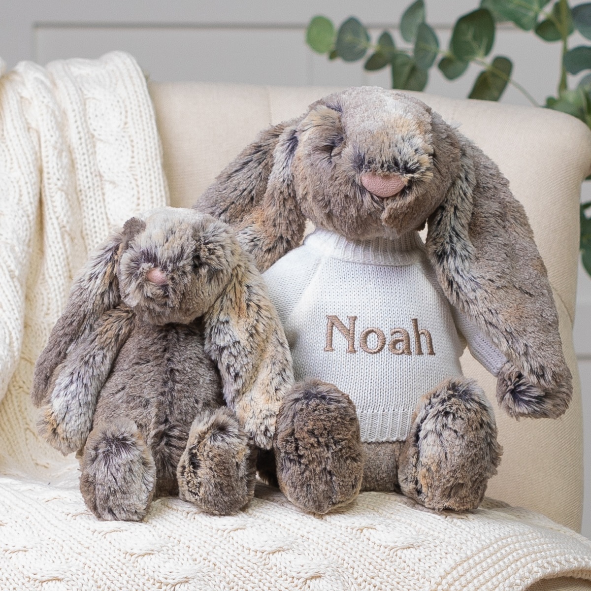 personalised bunny teddy with small bunny teddy