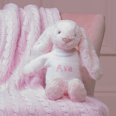 Personalised Jellycat pale pink bashful bunny soft toy 2