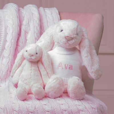 Personalised Jellycat pale pink bashful bunny soft toy 3