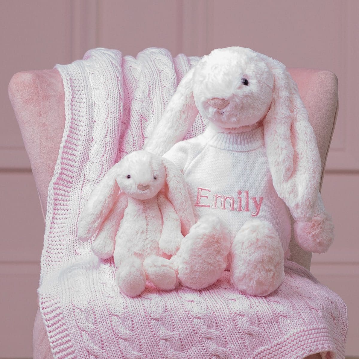 Personalised Jellycat large pale pink bashful bunny soft toy