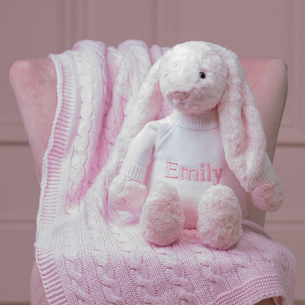 Personalised Jellycat large pale pink bashful bunny soft toy