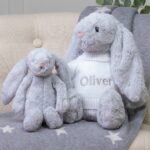 Personalised Jellycat silver bashful bunny soft toy Baby Shower Gifts 4