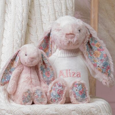 Personalised Jellycat blush pink blossom bunny soft toy 2