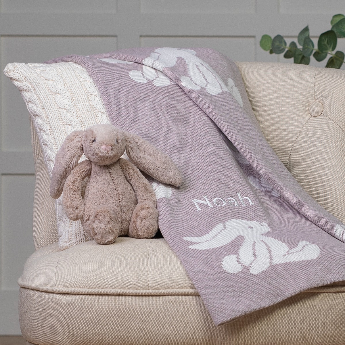 Personalised Jellycat beige bashful bunny baby blanket