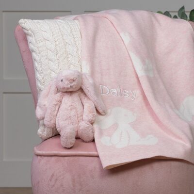 Personalised Jellycat pink bashful bunny baby blanket 2