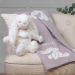 Personalised Jellycat beige bashful bunny and baby blanket gift set Baby Shower Gifts 5