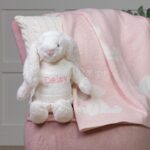 Personalised Jellycat pink bashful bunny and baby blanket gift set Baby Gift Sets 5