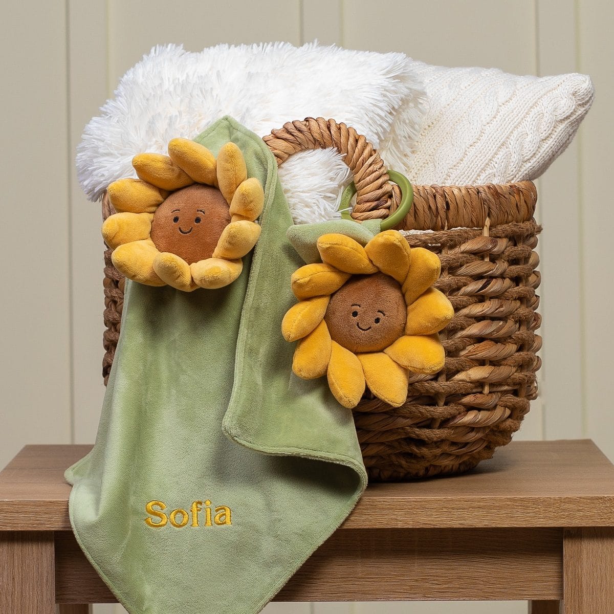 Personalised Jellycat Fleury Sunflower Soother and jitter gift set