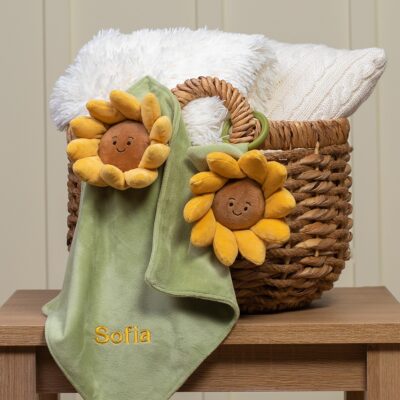 Personalised Jellycat Fleury Sunflower Soother and jitter gift set 2