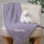 Toffee Moon personalised hound grey luxury cable baby blanket Birthday Gifts 4