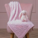 Toffee Moon personalised pale pink luxury cable baby blanket Birthday Gifts 4
