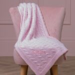 Toffee Moon personalised pale pink luxury cable baby blanket Birthday Gifts 3