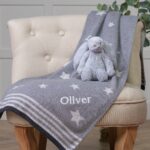 Ziggle personalised grey stars cotton knitted baby blanket Blankets 4