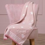 Ziggle personalised pink stars cotton knitted baby blanket Birthday Gifts 3