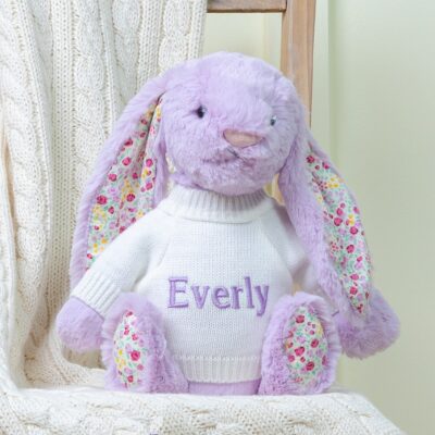 Personalised Jellycat lilac blossom bunny soft toy