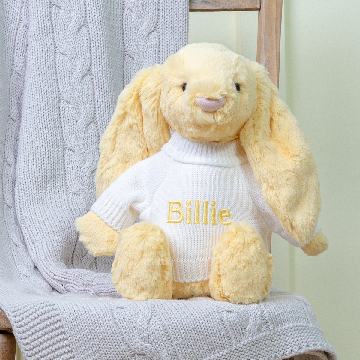 personalised yellow billie bunny teddy