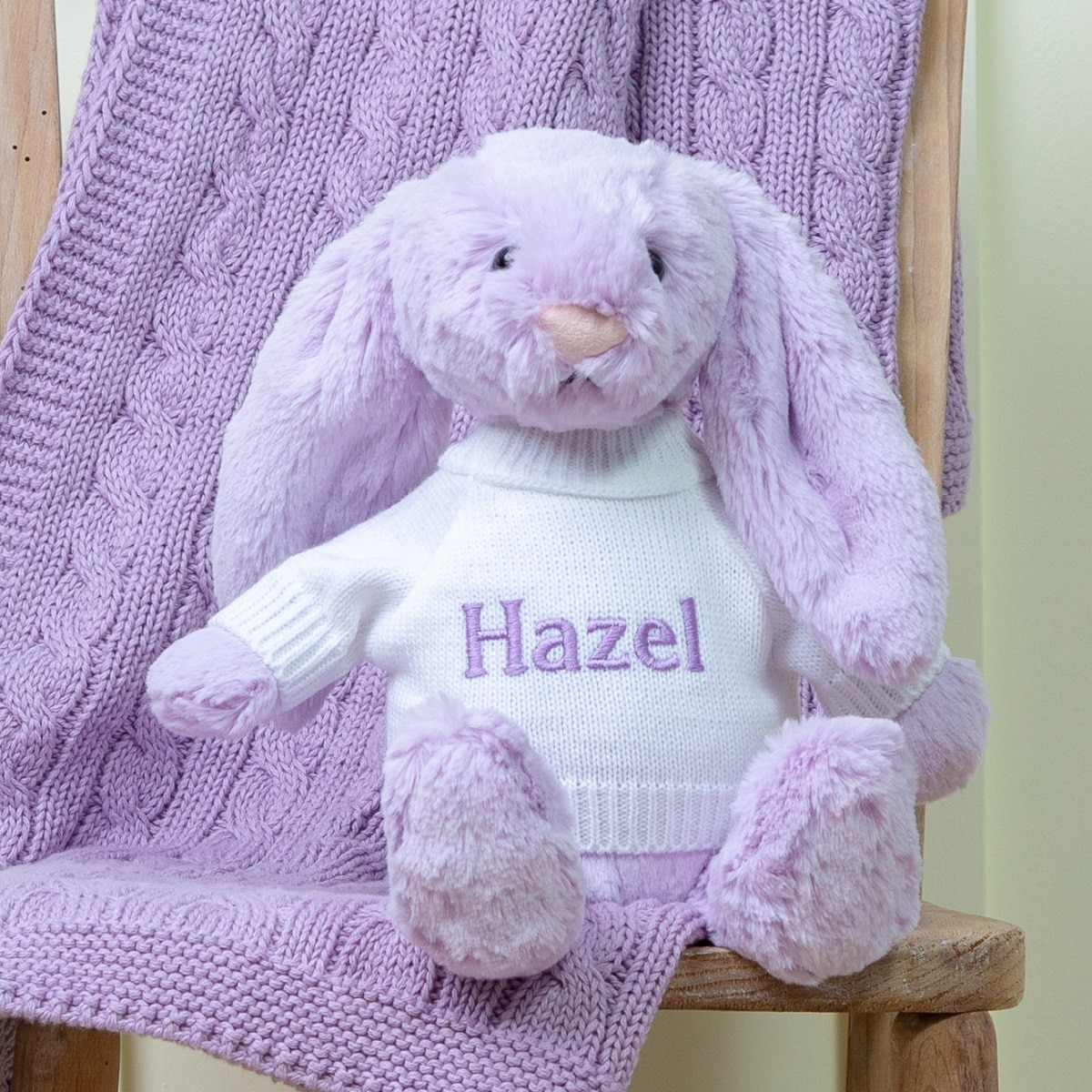 Personalised Jellycat lilac bashful bunny soft toy