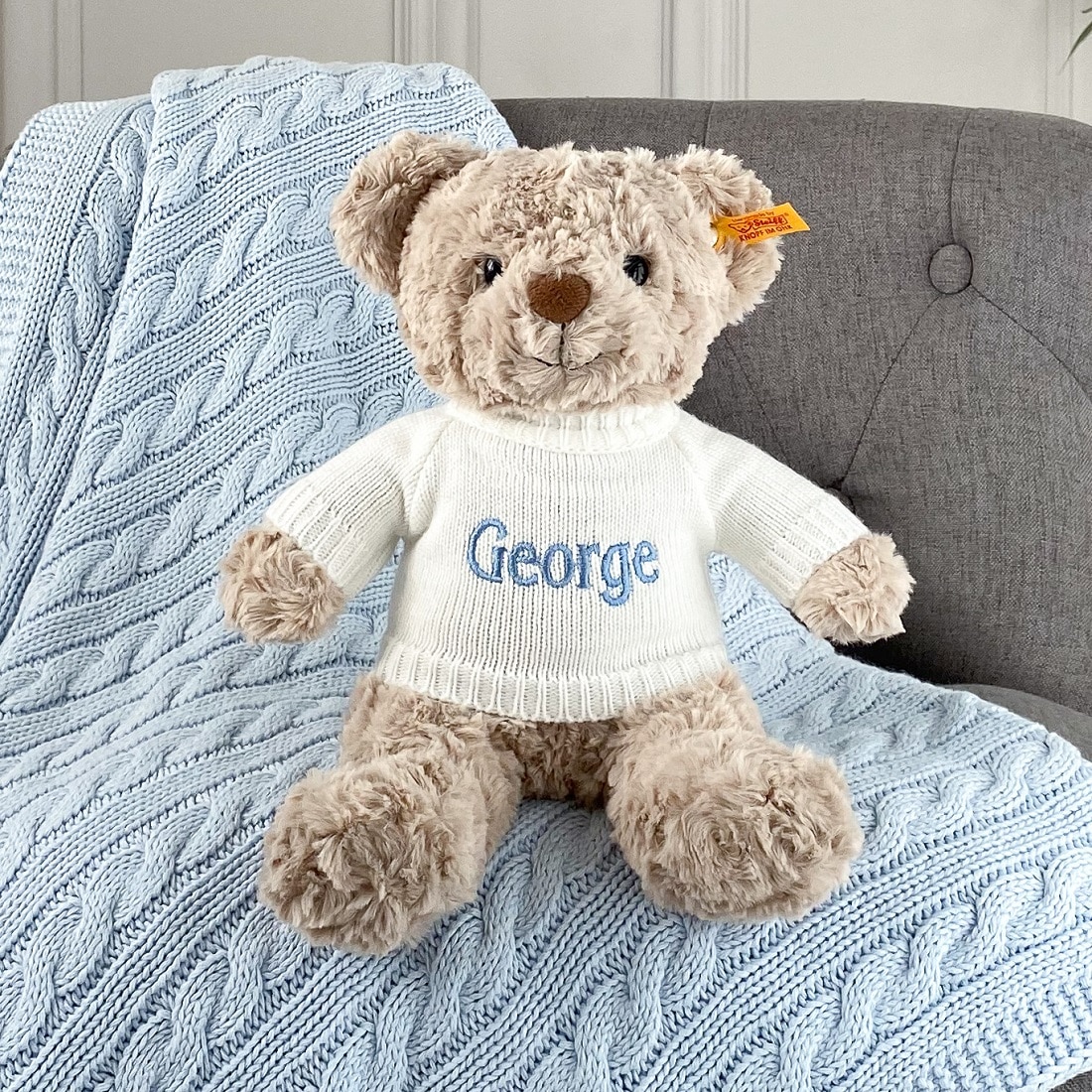 Personalised baby gift Steiff honey teddy bear soft toy