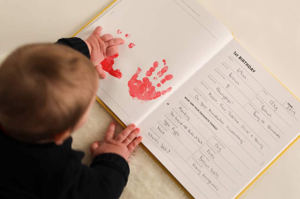 baby handprint record book