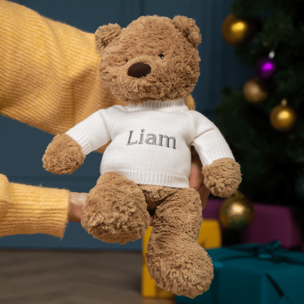 jellycat teddy bear soft toy with personalised jumper