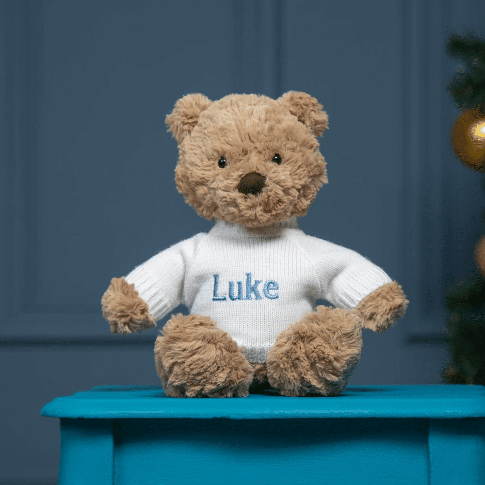 jellycat teddy bear soft toy with personalised jumper