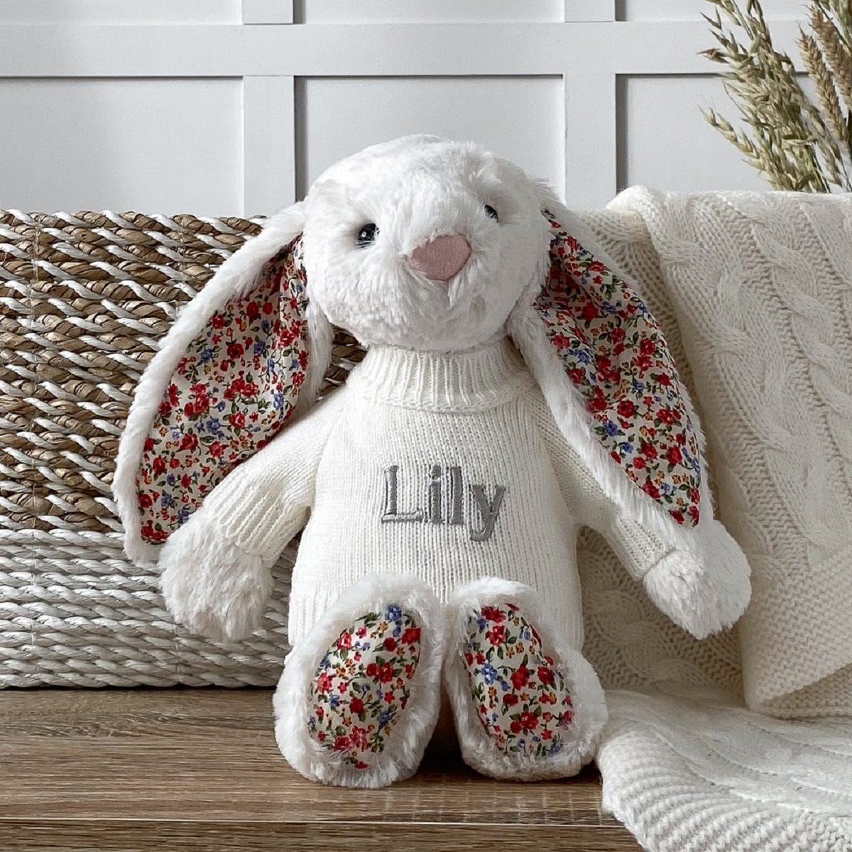 Personalised Jellycat cream blossom bunny soft toy