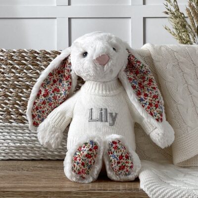Personalised Jellycat cream blossom bunny soft toy 2