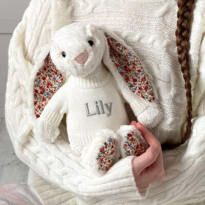 Personalised Jellycat cream blossom bunny soft toy 3