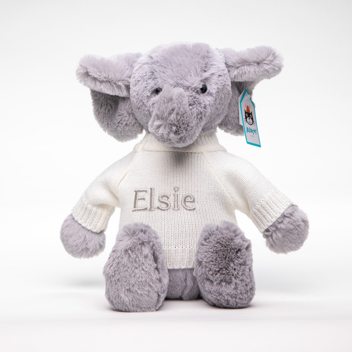 Personalised Jellycat grey bashful elephant soft toy