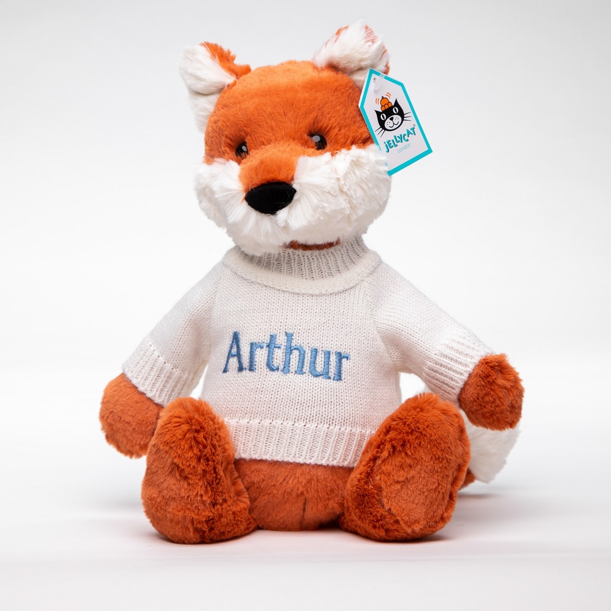 jellycat fox soft toy with personalised jumper