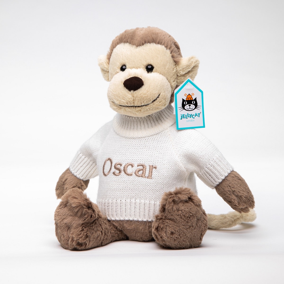 jellycat monkey soft toy with personalised jumper