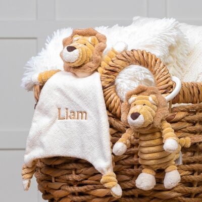 Personalised Jellycat cordy roy baby lion comforter and soft toy baby gift set