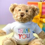 Keeleco recycled small Dougie gift bear soft toy with ‘Thank You’ jumper For Her 4