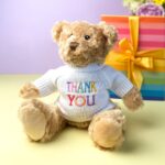Keeleco recycled small Dougie gift bear soft toy with ‘Thank You’ jumper For Her 3
