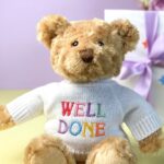 Keeleco recycled small Dougie gift bear soft toy with ‘Well Done’ jumper For Children 4