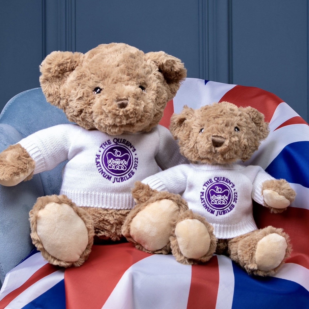 queen Elizabeths Jubilee large and small teddy bears