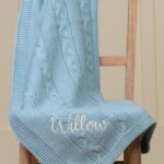Toffee Moon personalised aqua chunky cable baby blanket Birthday Gifts 3