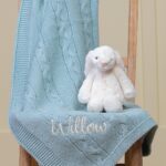 Toffee Moon personalised aqua chunky cable baby blanket Birthday Gifts 4