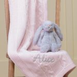 Toffee Moon personalised pink chunky cable baby blanket Birthday Gifts 4