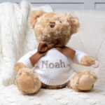 Personalised Toffee Moon luxury cable baby blanket and Keel dougie bear gift set Baby Gift Sets 4