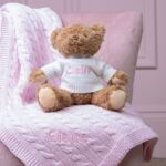 Personalised Toffee Moon luxury cable baby blanket and Keel keeleco bear gift set Birthday Gifts 3