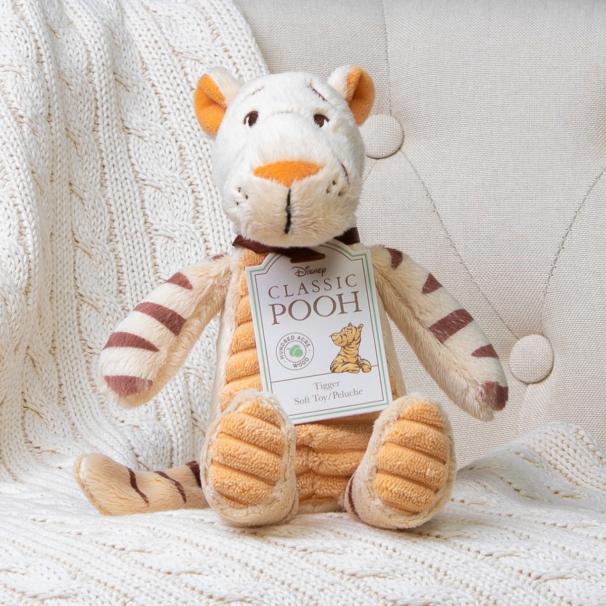 Toffee Moon personalised luxury cable baby blanket and Tigger soft toy