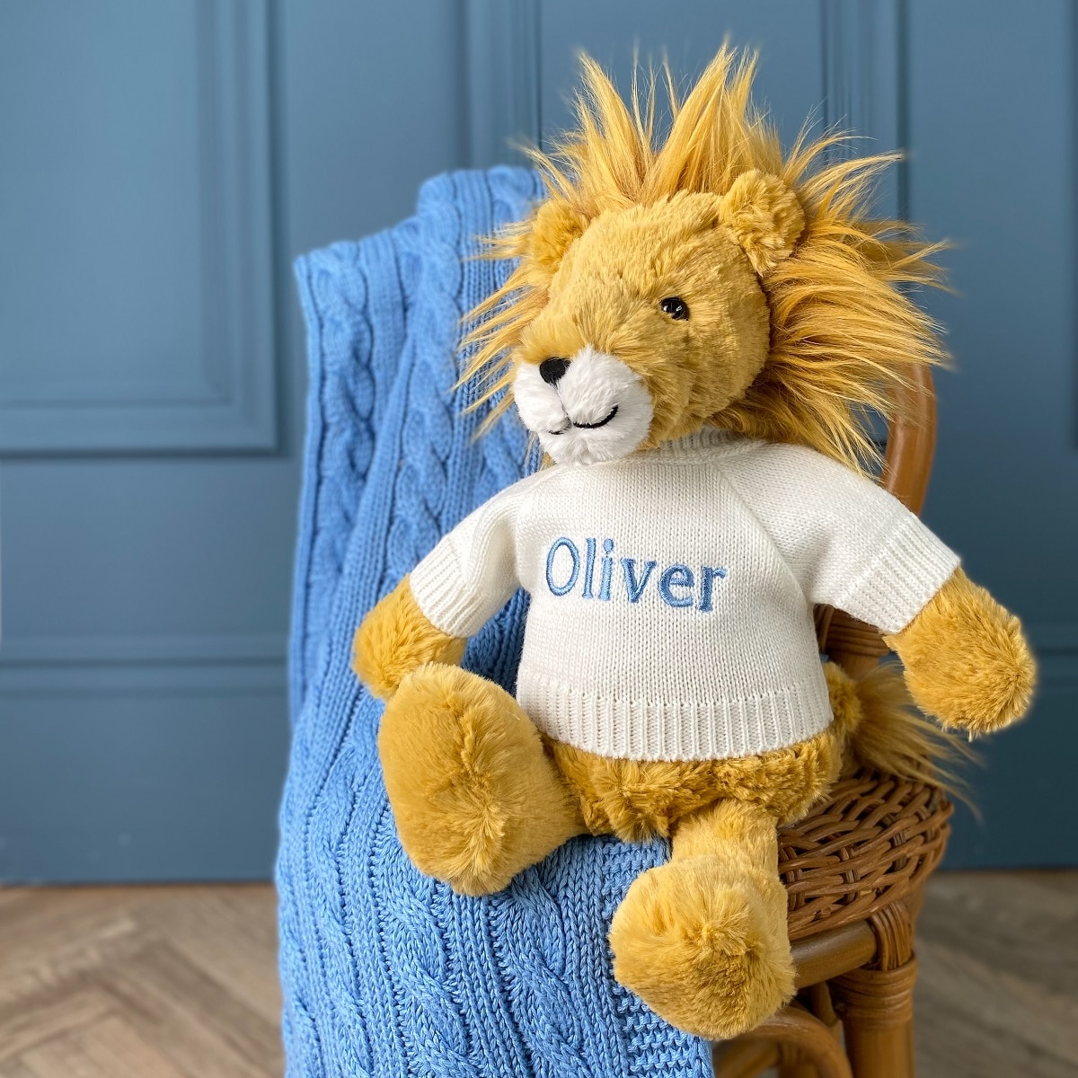 jellycat lion soft toy with personalised jumper