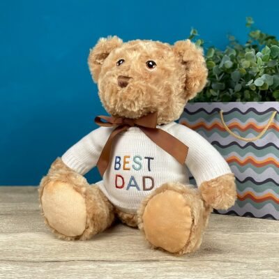 Father’s Day Keeleco recycled large Dougie gift bear soft toy with ‘BEST DAD’ jumper