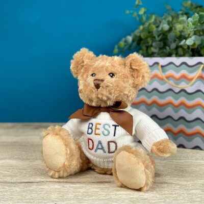 Father’s Day Keeleco recycled small Dougie gift bear soft toy with ‘BEST DAD’ jumper