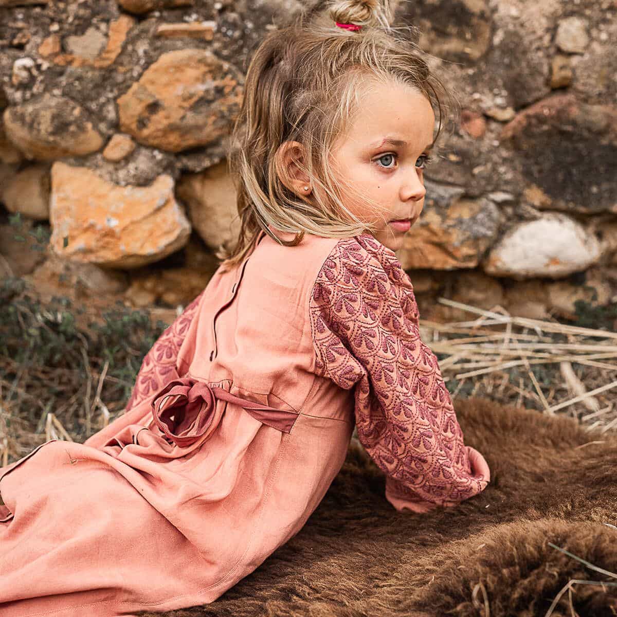 child in pink spring dress