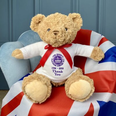 Queen Elizabeth II remembrance large teddy bear – limited edition Personalised Soft Toys