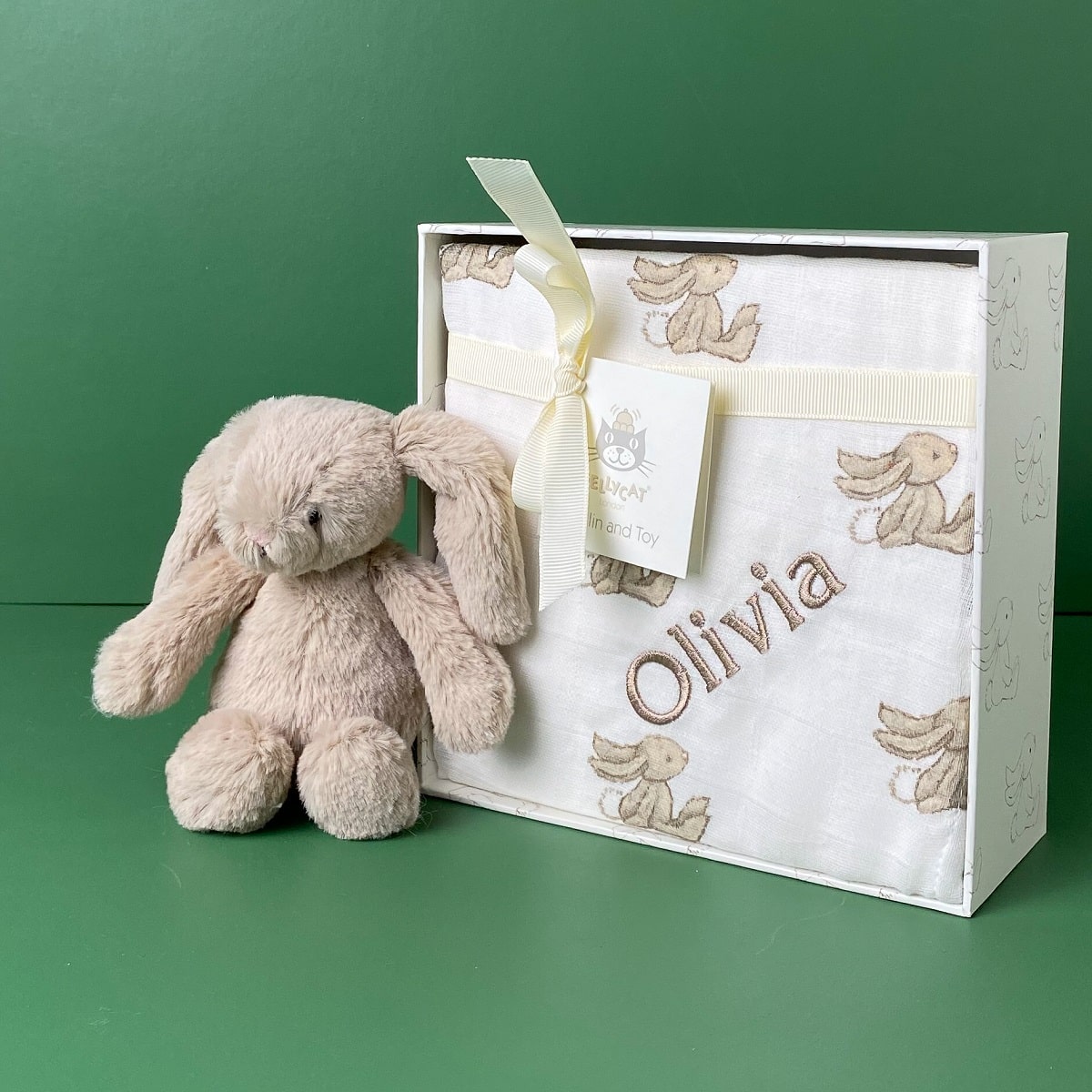 Personalised Baby Gift Set with Bunny and Blanket
