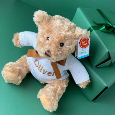 Personalised Keeleco recycled medium Dougie bear soft toy Baby Shower Gifts 3